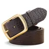 Belts High Quality Men's Casual Pin Buckle Belt Leather Cowhide Crocodile Pattern Fashion All-match Jeans Accessories