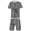 Camisetas masculinas Black 3D Zebra Kids Dese conjuntos de duas peças casuais meninas camisas de animais de casca de animal verão /terno legal do garoto