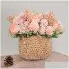 Dekorativa blommor kransar konstgjorda blommor vintage siden rosbukett brud som håller falskt hem bröllop dekoration tillbehör 556 dhcel