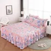 Bed Skirt 3pcs Printed ding Set Soft With Pillowcases spread Full Twin Queen King Size Sheet Mattress Cover sheets 221205