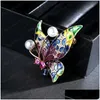 Pins Brooches Vintage Enamel Fashion Painted Insect Butterfly Brooches Pearl Cardigan Shawl Buckle Dress Brooch Lapel Pin For Women Dhfhe