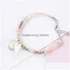 Bracciale con perline di fiori secchi di fiori di pesco in vetro da donna Versione giapponese e coreana Braccialetti con consegna a goccia di gioielli semplici per studenti Dhgld