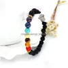 Braccialetti Chakra di alta qualità con perline Donna 8Mm Nero Pietra lavica Turchese Perline Charms Buddha Bangle Per uomo S Fashion Craft J Dh9Jx