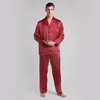 Men's Sleepwear High Quality Man Silk Satin Two Piece Pajamas 22 Momme Long Sleeve Loungewear Pyjamas Man's Set