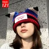 Beanie/Skull Caps Loverboy Cat ear Knit Hat Double-Layer暖かい豚ウールかわいいファッションフード付きキャップニッチデザインヒップホップパーソナリティ221205