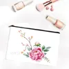 Storage Bags Rose Flower Pattern Cosmetic Bag Small Fresh Toiletries Travel Ladies Handbag Stationery