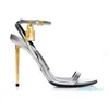 Woman Sandal High Heels Sandal Luxury Brands Tom-Fords-Sandal Nude Shiny Leather Padlock Pointy Toe Naked 105Mm Ankle Strap 09