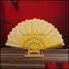 Autre décoration intérieure Fashion de luxe pliant fan fleur dentelle en dentelle de mariée en soie Party de danse de scène Performance décoration stam Hand Host 20220 Q dhibx