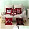 Pillow Case Christmas Pillow Case Mti Design Square Peach Skin Veet Plaid Printing Cushion Er Pillows Xmas Style Sofa Decoration 4Jz Dhb4R