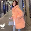 Women's Down Parkas Orange Coat Korean Fashion Loose Midlength Cotton Jacket Winter Thicken Warm Outterwear Female LD2641 221205