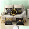 Cuscino/cuscino decorativo moda oro nero federa natalizia fiocco di neve lettera stampa federa felice anno Mti stile 4 2Jz H Dhrp3