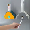 Portaspazzolini Distributore automatico di dentifricio a parete Supporto multifunzione per spazzolino senza punzonatura Accessori bagno antipolvere 221205