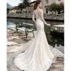 2023 Apliques requintados de renda de sereia vestidos de noiva personalizados Trem branco Tulle Beach Elegant plus size vestidos de noiva