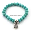 Perles Pierre Naturelle Turquoise Perles Bracelets Hibou Éléphant Arbre De Vie Croix Palmier Charme Bouddha Bracelet Bracelet Poignets Pour Les Femmes Dro Dhjvn