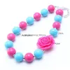 Beaded Halsband Rose Flower Kid Chunky Necklace PinkAddBlue Color Bubblegum Bead Children Jewelry For Toddler Girls Drop Delivery N DHSTW