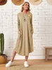 Robes de soirée Robe en coton décontractée pour femmes à manches longues Oneck noir élégant pour les femmes mode lâche femme vêtements dames robes 221203