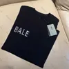 Bale katoenen t-shirt ontwerper dames bovenste borst strass put letter ronde nek korte mouw pullover hoge versie los grote heren casual shirts s-5xl