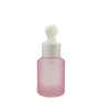 Storage Bottles 15ml 30ml Frosted Pink Glass Refillable Bottle Cosmetic Packaging Container Empty Essence Emulsion Rubber Dropper Vials