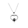 Pendentif Colliers Noir Émail Chien Paw Coeur Pendentif Collier Sier Chaîne Amis Humains Bijoux Pour Femmes Enfants Drop Livraison Dhphq