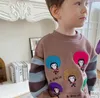 INS Kids cartoon monkey sweatshirt fall winter boys girls stripe long sleeve pullover childre thicken warm casual jumper A94351646943