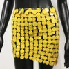 Trendy Shiny Sequins Mini Skirts for Women Sexy Double-layer Hollow Out Solid Short Bottom Nightclub Party Festival Sparkly Skir