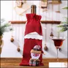 Decorazioni natalizie Ornamenti natalizi Borsa per bottiglie Decorazione tavoli Arredamento ristorante Bottiglie Er Vino rosso Maniche champagne 3 9Hca G2 D Dhkde