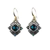 Dangle Chandelier vintage Mulheres azul Crystal Drop Dangle Brincos de casamento Rhinestone Rhombus Declara￧￣o Presente para Girl C3 DHVCQ