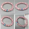 Bracciale con perline di quarzo rosa da 10 mm con perline Braccialetti con gioielli a consegna di goccia di perline elastiche di aura mistica Dhytg