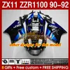 OEM-kuipen voor Kawasaki Ninja Zzr1100 ZX 11 R 11R 1990-1992 Body 164no.23 ZX-11 R ZZR 1100 CC ZX-11R ZZR-1100 ZX11R 90 91 92 ZX11 R 1990 1990 1990 1991 1992 BOOD KIT ORANGE ALGEMEEN VOORRAAD