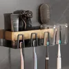 Toothbrush Holders Bathroom Toothbrush Stand WallMounted Razor Holder Toothpaste Storage Rack Towel Hooks Toilet Organizer Bathroom Accessories 221205