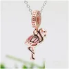 Charms 100 925 Sterling Sier Pink Murano Glass Flamingo Dangle Charm Fit Original European Charms Bracelet Fashion Wedding Egagement Dhqgz