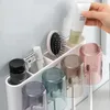 Portaspazzolino ECOCO Porta spazzolino da bagno Organizzatore con tazza Dispenser spremi dentifricio Scaffale da parete Accessori bagno Mensola 221205