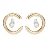 Stud Imitation Perle Boucles D'oreilles En Forme De C Goujons Femmes Géométrique Évider Cuivre Boucle D'oreille Européenne Business Party Oreille Porter Des Bijoux Acces Dhgv1