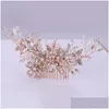 Wedding Hair Jewelry Trendy Rose Gold Rhinestone Wedding Hair Combs Accessories For Bridal Crystal Headpiece Ornaments Jewelry Drop Dhxkb