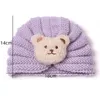 Infant Cartoon Bear Knitted Hat Newborn Warm Crochet Skullies for Baby Girl Trottie Striped Winter Wool Hat 0-3 Years