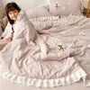 Blanket Bedding Thin Embroidered Summer Cool Quilt Air Condition Coverlet Sofa Throw Quilts for Adult Kids Washed Cotton Bedspread Decor 221203