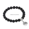 Beaded Lava Rock Beads Armband Ruder Tree Cross Feather Star Charm Black Natural Stone Stretch Armband For Women Men Fashion Cra Dhye0