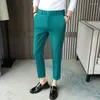 Erkekler Takımlar Yaz Beyefendi Gelinlik Pantolon Siyahça Yeşil Pembe İnce Fit Erkek Sosyal Streç Zarif İngiltere Sokak Giyim