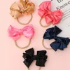 Satin Bow bébé fille Nylon bandeau enfants solide ruban Haibow chapeaux Turban Nylon nu enfants bandeau enfant désordre Bowknot