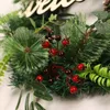クリスマスの装飾PVCリースオリーブブランチパインパインニードルコーンミックスデコレーションドアハンギングレッドフルーツ