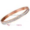 Bangle Two Row Crystal Rhinestone Pave Stainless Steel Bracelets Bangles For Women Drop Delivery Jewelry Dhorl