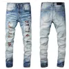 Jeans masculino Moda masculina Estilo legal Calça jeans de designer de luxo desgastado Motociclista rasgado Preto Azul Jean Slim Fit Tamanho da motocicleta 28-40w9mz