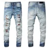 Erkekler Kot Moda Mens Serin Stil Lüks Tasarımcı Denim Pant Sıkıntılı Yırtıcı Bisikletçi Siyah Mavi Jean Slim Fit Motosiklet Boyutu 28-4005TC