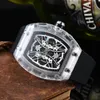 Relógio de chegada para homens relógio de pulso esportivo mostrador transparente relógios de quartzo pulseira de silicone3029