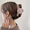 Winter Plush Clamps For Women Girl Cute Large Hairball Hair Claw Solid Color Hairpin Headwear Fashion Hair Accessories