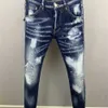 Herr jeans pantalones vaqueros lyx män denim dsquare broderi byxor mode hål kläder uy3y