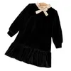 Girl's Dresses Wholesale Autumn and Winter Infant Kids Girls Solid Velvet Comfortable Girls' Long Sleeve Dress 221203