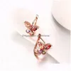 Clip-On Screw Back 18K Rose Gold Plated Charm Butterfly Clip Earrings With Zircon Fashion Party Gift Jewelry For Women Drop Deliver Dh4Tg