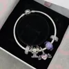 925 Sterling Silver White Crystal Charm Bead fit European Pandora Bracelets for Women Wing Feather Cartoon Crystal Charm Beads Snake Chain Fashion Jewelry