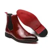 Nowości Męskie krótkie buty Czerwone Chelsea Nit Slip-On Square Toe Cowboy Business Handmade